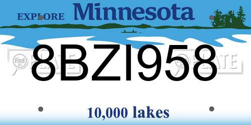 8BZI958 Minnesota License Plate