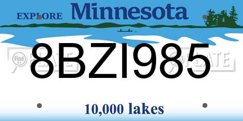 8BZI985 Minnesota License Plate