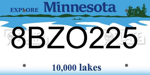 8BZO225 Minnesota License Plate