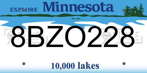 8BZO228 Minnesota License Plate