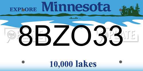 8BZO33 Minnesota License Plate