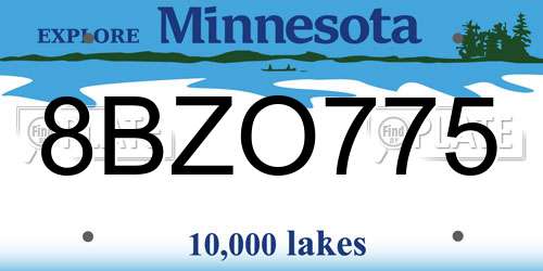 8BZO775 Minnesota License Plate