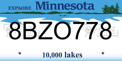 8BZO778 Minnesota License Plate