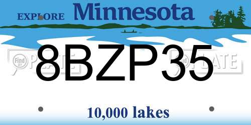 8BZP35 Minnesota License Plate