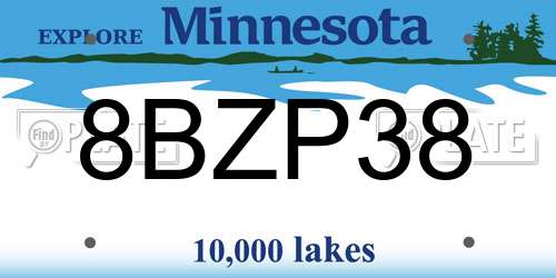 8BZP38 Minnesota License Plate