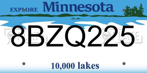 8BZQ225 Minnesota License Plate