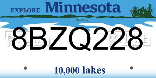 8BZQ228 Minnesota License Plate