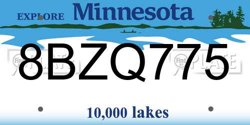 8BZQ775 Minnesota License Plate