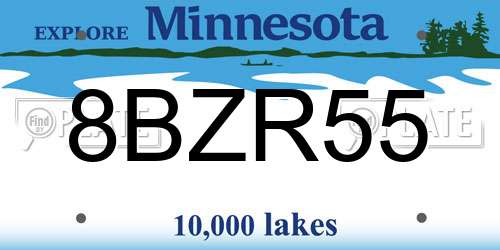 8BZR55 Minnesota License Plate