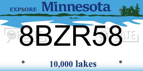 8BZR58 Minnesota License Plate