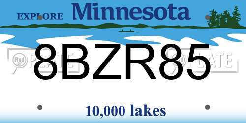 8BZR85 Minnesota License Plate