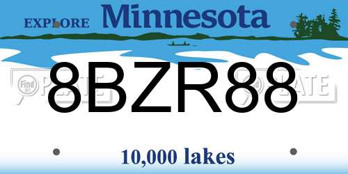 8BZR88 Minnesota License Plate