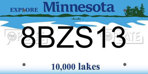 8BZS13 Minnesota License Plate