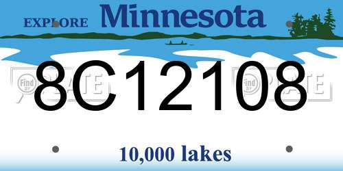 8C12108 Minnesota License Plate