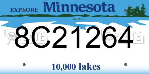 8C21264 Minnesota License Plate