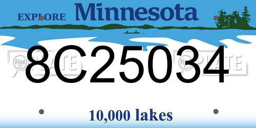 8C25034 Minnesota License Plate