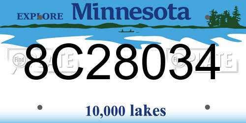 8C28034 Minnesota License Plate