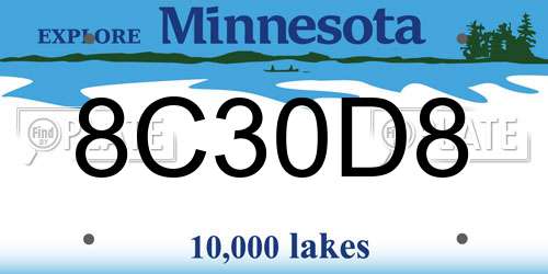 8C30D8 Minnesota License Plate