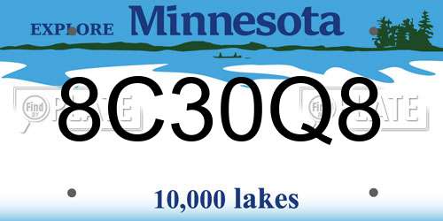 8C30Q8 Minnesota License Plate