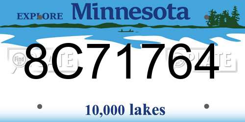 8C71764 Minnesota License Plate