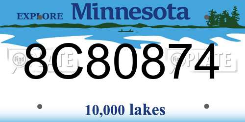 8C80874 Minnesota License Plate