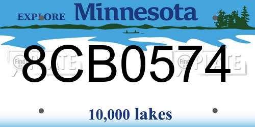 8CB0574 Minnesota License Plate