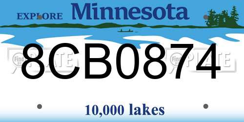 8CB0874 Minnesota License Plate