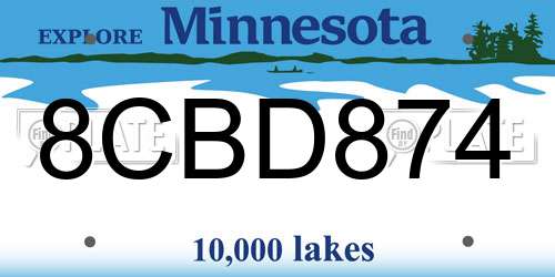 8CBD874 Minnesota License Plate