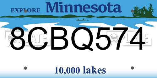 8CBQ574 Minnesota License Plate