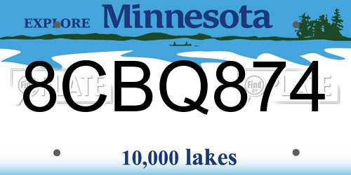 8CBQ874 Minnesota License Plate
