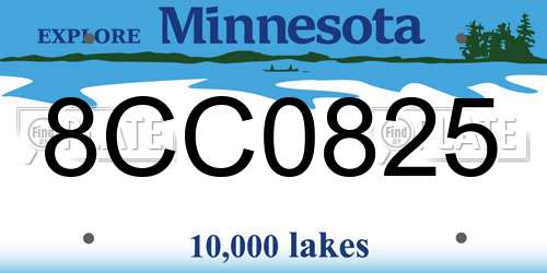 8CC0825 Minnesota License Plate