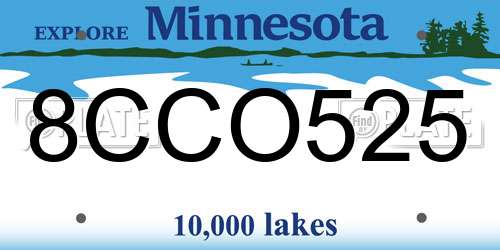 8CCO525 Minnesota License Plate