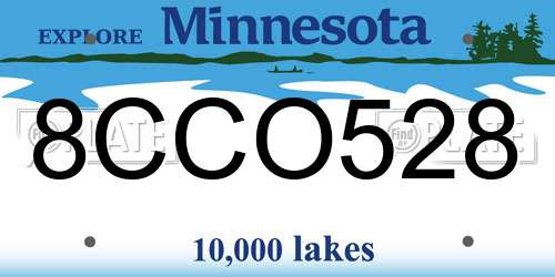 8CCO528 Minnesota License Plate