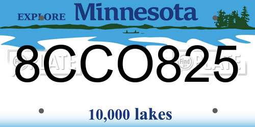 8CCO825 Minnesota License Plate