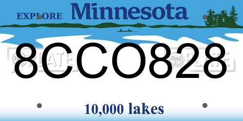 8CCO828 Minnesota License Plate