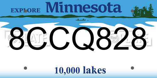 8CCQ828 Minnesota License Plate