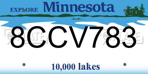 8CCV783 Minnesota License Plate