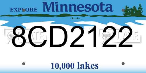 8CD2122 Minnesota License Plate