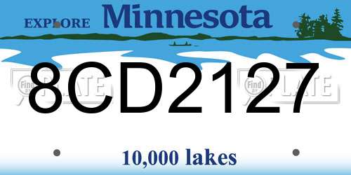 8CD2127 Minnesota License Plate