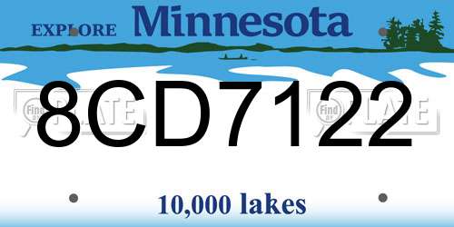 8CD7122 Minnesota License Plate