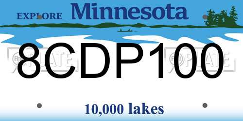 8CDP100 Minnesota License Plate
