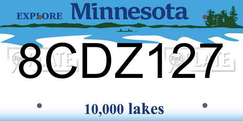 8CDZ127 Minnesota License Plate