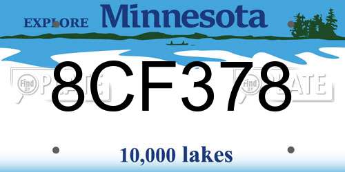 8CF378 Minnesota License Plate
