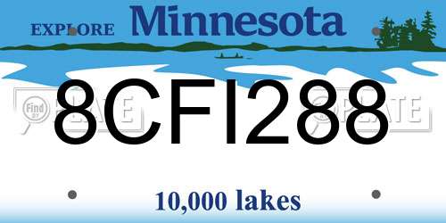 8CFI288 Minnesota License Plate
