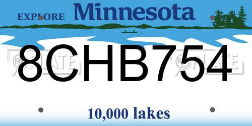8CHB754 Minnesota License Plate