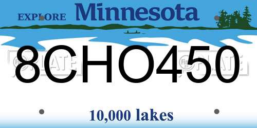 8CHO450 Minnesota License Plate