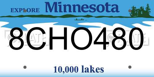 8CHO480 Minnesota License Plate
