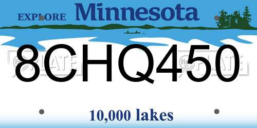 8CHQ450 Minnesota License Plate