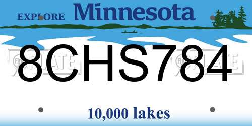 8CHS784 Minnesota License Plate