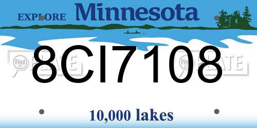 8CI7108 Minnesota License Plate